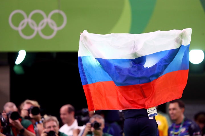 五輪では国旗や国歌斉唱なども禁止される。（C) Getty Images