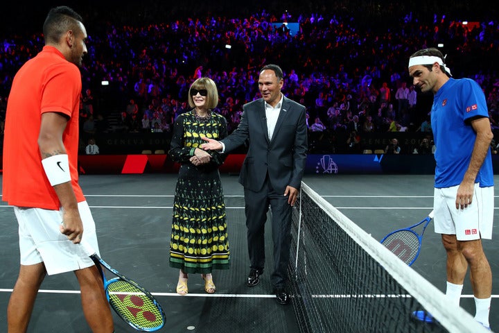 グランドスラムでもフェデラーのファミリーボックスで観戦する姿がしばしば見られるアナ・ウィンター。テニス好きとしても知られている。(C)Getty Images