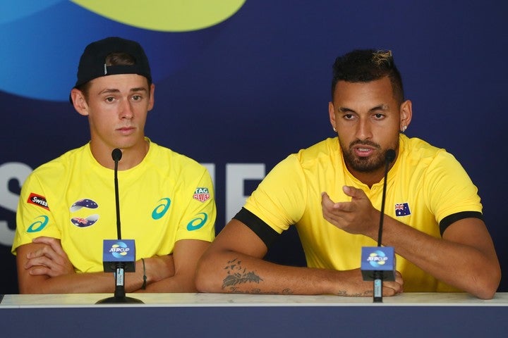 ATPカップでのキリオス（右）とデミノー（左）。（C）Getty Images