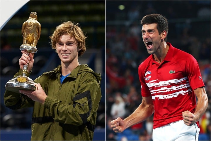圧巻の勝ち上がりでツアー３勝目を上げたルブレフ（左）と、ATPカップで大車輪の活躍となったジョコビッチ（右）　（C）GettyImages