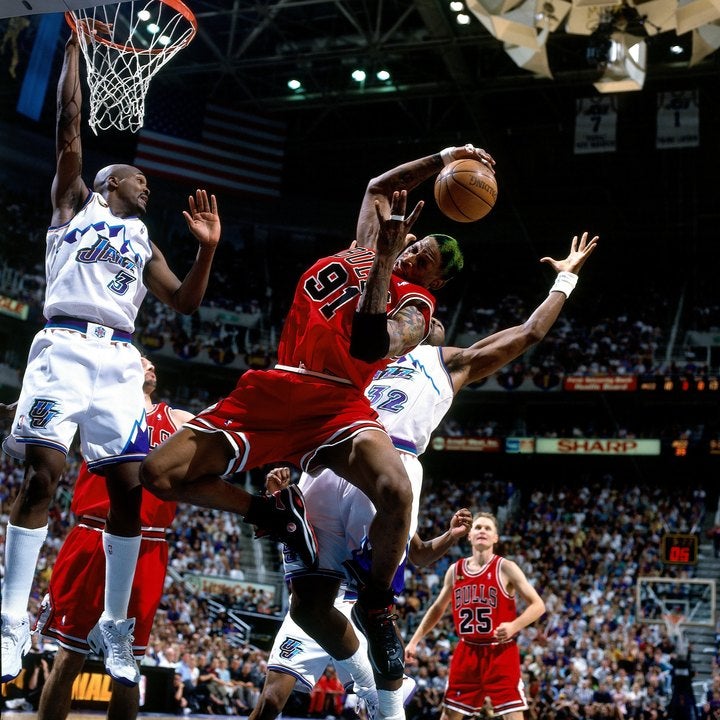 奇行も目立ったロッドマンだが、バスケットボールには真摯に取り組んでいた。(C)Getty Images