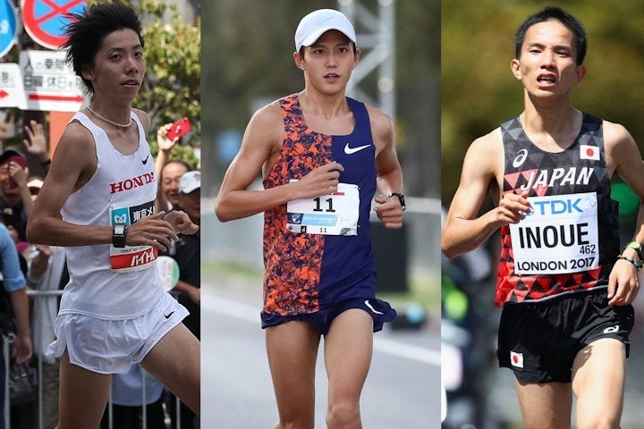 MGC以来約半年ぶりに激突する（左から）設楽、大迫、井上。五輪への切符を掴むのは？(C) Getty Images
