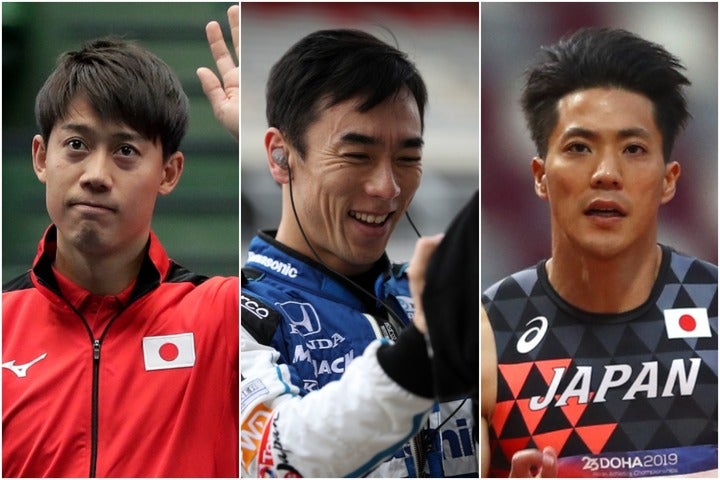 錦織、佐藤、山縣（左から）スポーツ界最高峰の３ショットにファンが沸いた！(C)Getty Images