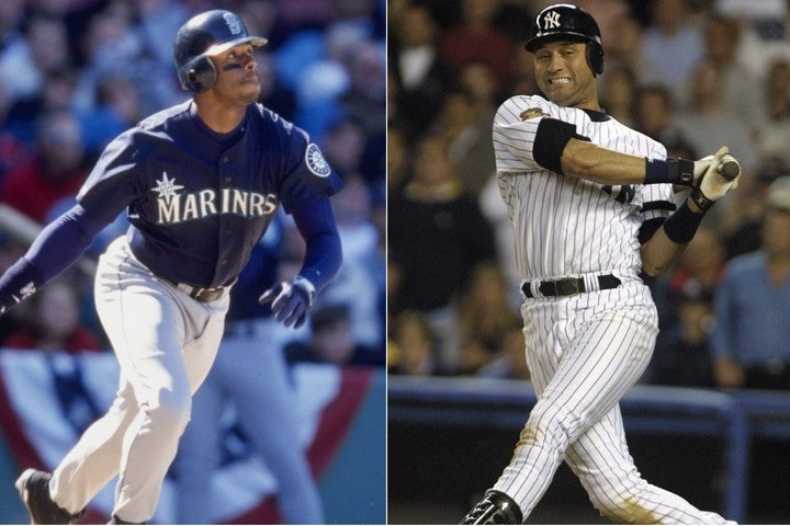 通算630本塁打を放ったグリフィーJr.(左)とヤンキースを５度の世界一に導いたジーター(右)。もちろん、どちらも殿堂入りを果たしている。(C)Getty Images
