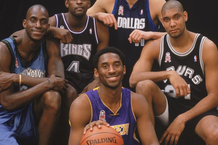 2000年代のリーグの顔と言える存在だったコビー（中央）、ダンカン（右）、ガーネット（左）が揃って殿堂入りを果たした。(C)Getty Images