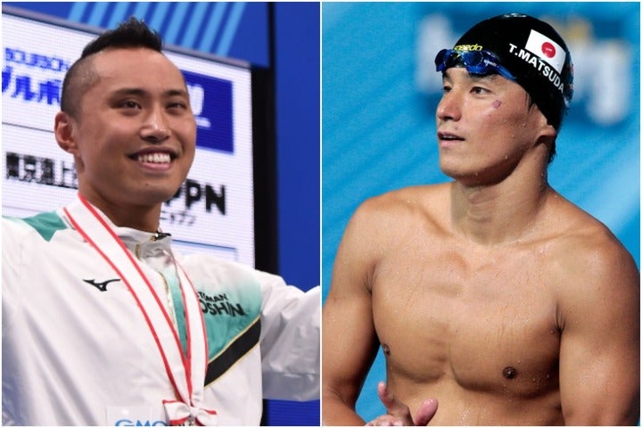 競泳界のレジェンド松田（右）と現役スイマー塩浦（左）がインスタLIVEを行った。(C)Getty Images