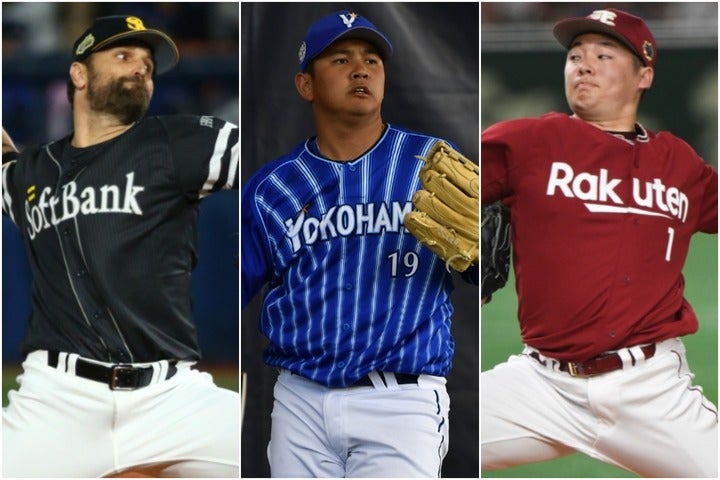 左からサファテ、山崎、松井。2010年代も多くのリリーフ投手が印象的な活躍を見せた。写真：THE DIGEST写真部