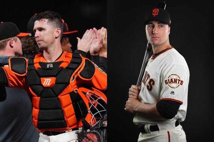 ポージー（左）の後継者には球団トップの有望株バート（右）がいる。にもかかわらず、今年のドラフトでまたも捕手を指名したジャイアンツの思惑とは？　写真：Getty Images