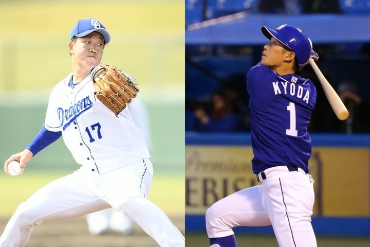 昨季頭角を現した柳（左）と、新人の頃から活躍している京田（右）は、実は同い年だ。写真：金子拓弥（THE DIGEST編集部）