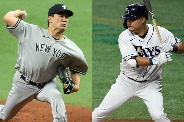 田中（左）と筒香（右）の日米通じての初対決は、田中に軍配が上がった。(C)Getty Images