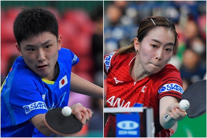 日本代表の男子vs女子の対戦が行なわれる『ドリームマッチ』。張本（左）、石川（右）も参戦し、スピーディーでエキサイティングな展開が予想される。（C)Getty Images