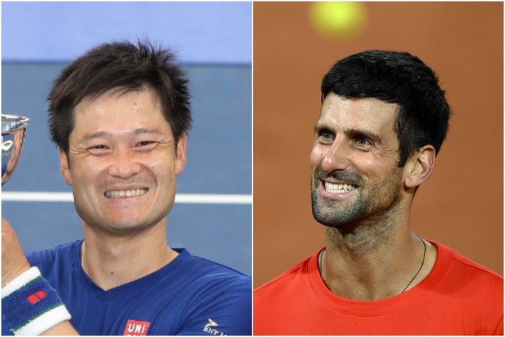 日頃から、国枝（左）たち車いすテニスプレーヤーへの注目も欠かさないジョコビッチ（右）。（C）Getty Images