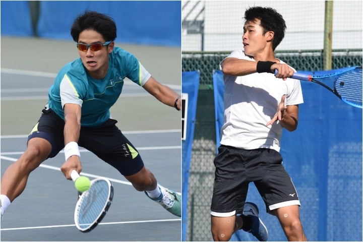 攻めのテニスで男子シングルスを制した田形（左）と、準優勝の熊坂（右）。写真：スマッシュ編集部