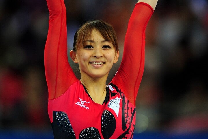 2012年ロンドン五輪出場の田中理恵さんが、２回半捻りに挑戦した。(C)Getty Images