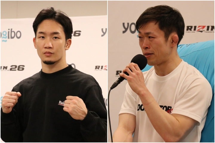 新たなスタートを誓った朝倉未来（左）と、初の大舞台に涙した弥益（右）写真：THE DIGEST
