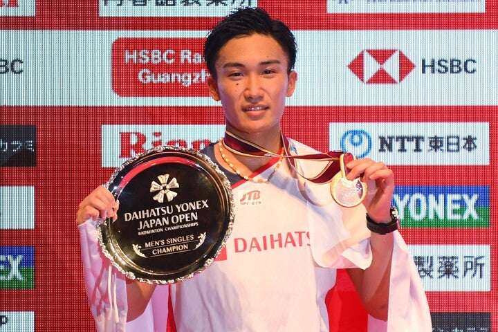 桃田は先月、復帰戦となった全日本選手権で優勝を果たした。(C)Getty Images