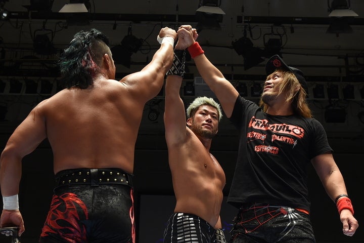 鷹木（左）、SANADA（中）はそれぞれ棚橋、飯伏との対戦を控えているが、内藤（右）はこのシーズンテーマがない。(C）新日本プロレス