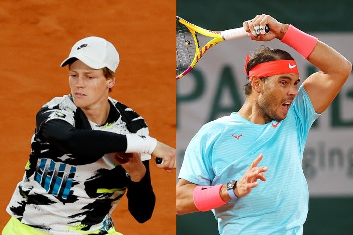 テニスとサッカーの“ラリー”を公開したシナー（左）とナダル（右）。（C）Getty Images