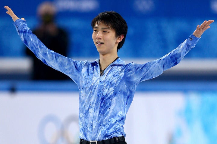 遡ること７年前の２月14日、羽生がソチ五輪でアジア人初となる男子シングル金メダルを獲得した。（C）Getty Images