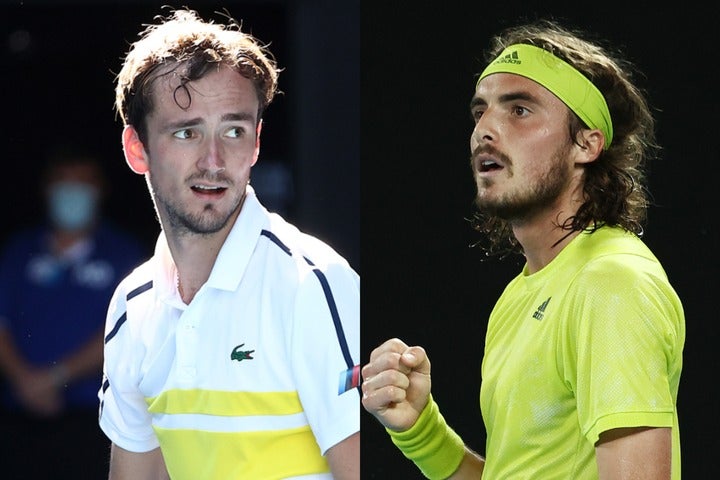 全豪オープン準決勝で対決するメドベージェフ（左）とチチパス（右）。（C）Getty Images