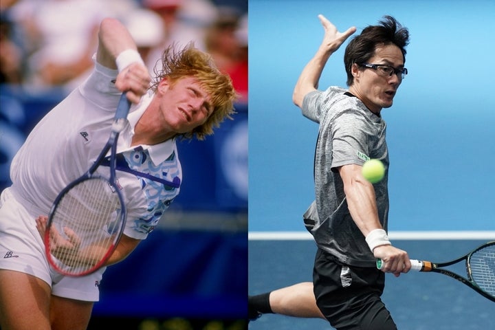 松井俊英は少年時代、ベッカーのダイナミックなテニスに惹かれた。30年近くを経た今、43歳の松井はそのテニスを体現しているようにも見える。写真：Getty Images、THE DIGEST写真部