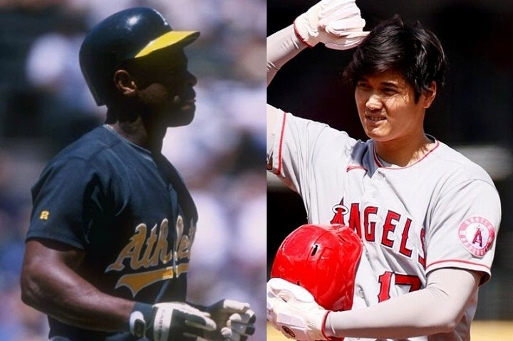 盗塁の天才と称されたヘンダーソン（左）。そんな球史に残るレジェンドと大谷（右）の比較論も飛び出した。(C)Getty Images
