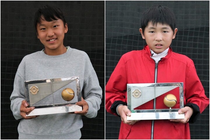 12歳以下女子優勝の石井心菜（左）と男子優勝の櫻井義浩（右）。写真：スマッシュ編集部