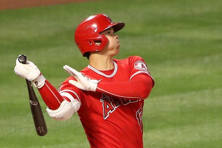 第３打席でジャストミートさせた大谷の打球は、わずか3.7秒でスタンドに入った。(C)Getty Images