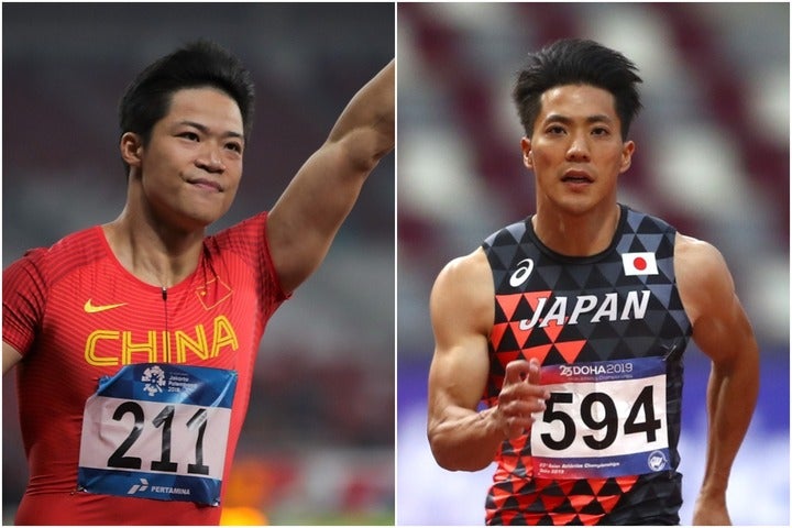 アジア最速の蘇炳添と、６日にアジア２位の記録を出した山縣亮太。(C)Getty Images