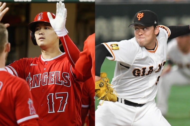 海の向こうからひっきりなしに舞い込む大谷（左）の大活躍ぶりに、高梨（右）も思わずコメント。写真：Getty Images（大谷）、徳原隆元（高梨）