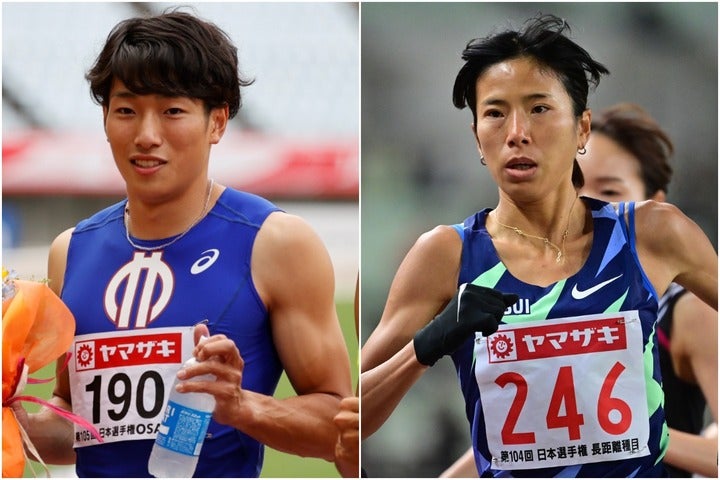 110m障害の泉谷（左）と10000ｍの新谷（右）。ともに日本新を更新する走りで代表権を獲得している。(C)Getty Images
