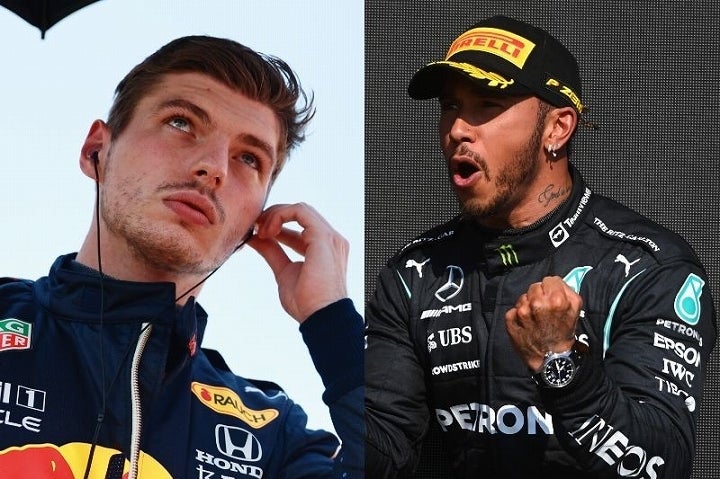 フェルスタッペン（左）とハミルトン（右）。タイトルを争う両雄は、レース中の接触によって様々な問題を巻き起こしている。(C)Getty Images