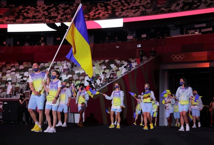 韓国のテレビ局からありえない“紹介”を受けたウクライナ選手団。謝って済む問題ではない。(C)REUTERS/AFLO