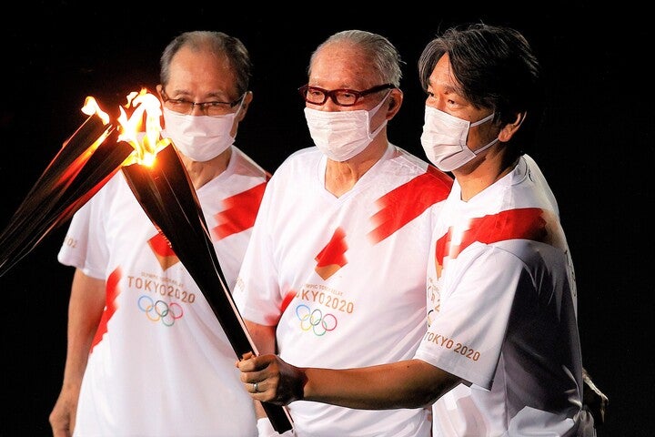 日本野球界のレジェンド王氏（左）、長嶋氏（中央）、松井氏（右）の登場に日本中が沸いた。(C)Getty Images