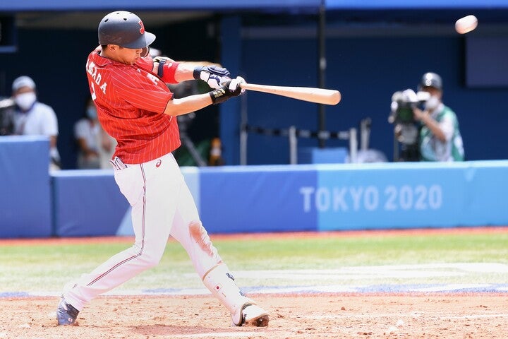 ３回に３ラン本塁打を放った山田。４打点＆２盗塁の活躍で勝利に貢献した。(C)Getty Images