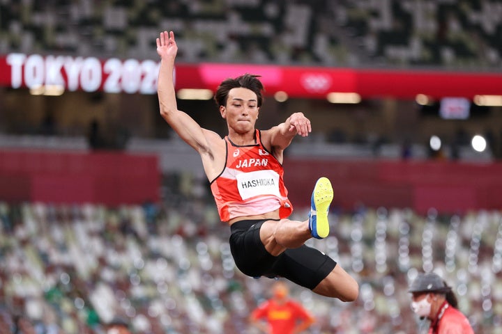 ８メートル超えの跳躍で37年ぶりの快挙を成し遂げた橋岡。(C)Getty Images