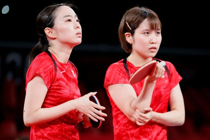 連夜のストレート勝ちを収めた石川（左）／平野（右）ペア。このまま日本チームは勢いに乗れるか。(C)Getty Images