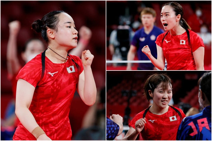 台湾に快勝を収めた日本女子チーム。伊藤は「明日も楽しんで勝ちに行きます」と力強く語った。(C)Getty Images