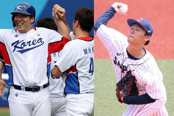 ２日のイスラエル戦ではコールド勝ちを収めた韓国（左）。山本（右）の先発が決まっている日本はいかに立ち向かうか。(C)Getty Images