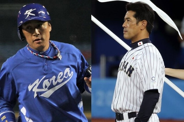 日本を率いる稲葉監督（右）とは現役時代に戦った経験を持つのが、イ・スンヨプ（左）だ。(C)Getty Images