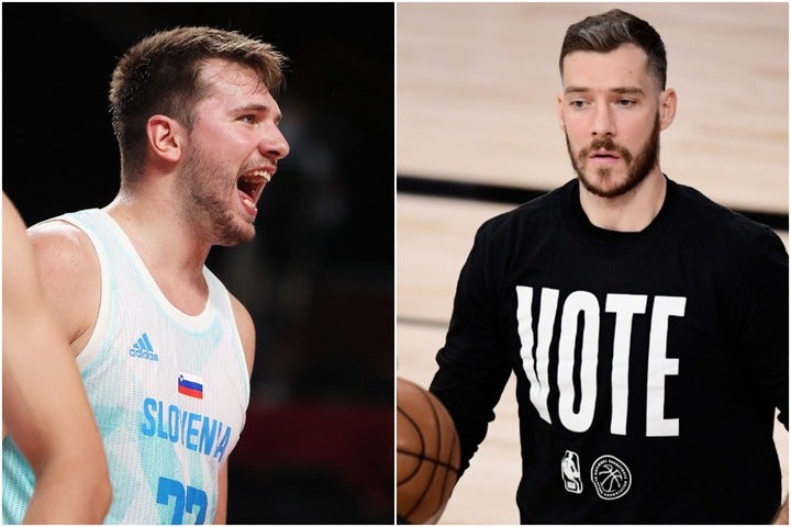 スロベニア代表でコンビを組んだ経験のあるドンチッチ(左)とドラギッチ(右)。NBAでの共闘は実現するか。(C)Getty Images