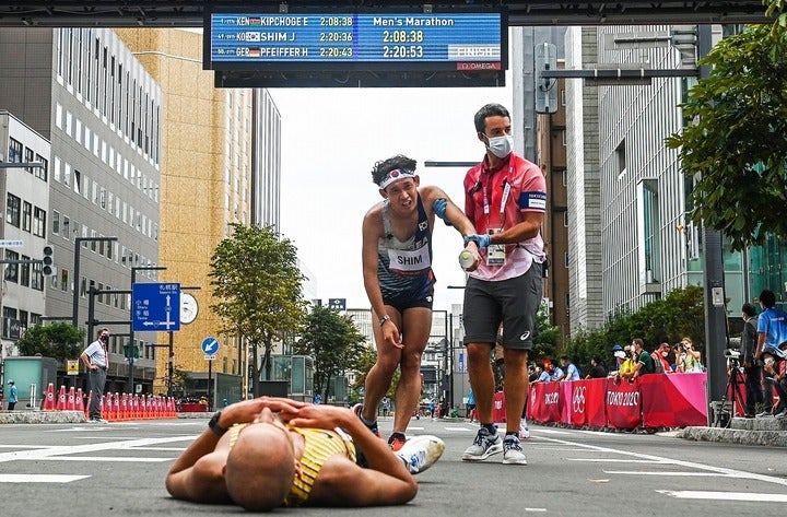 韓国はもうひとりの代表選手であるシム・ジョンソプも満身創痍。なんとか49位で完走した。(C)Getty Images
