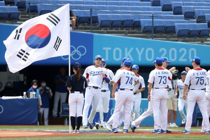 メダルなしという想定外の結果に終わった韓国代表。国内ではいまだ非難の的となっている。(C)Getty Images