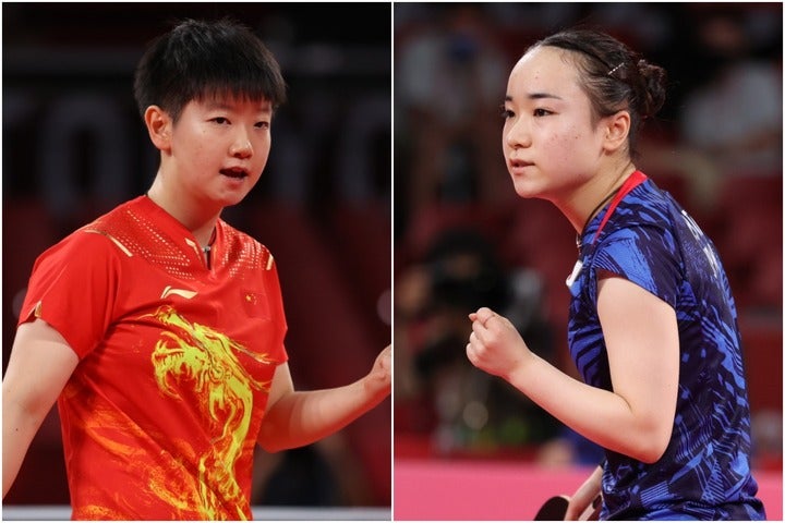 中国の孫穎莎（左）と日本のエース伊藤（右）。共に2000年生まれのライバルだ。(C)Getty Images