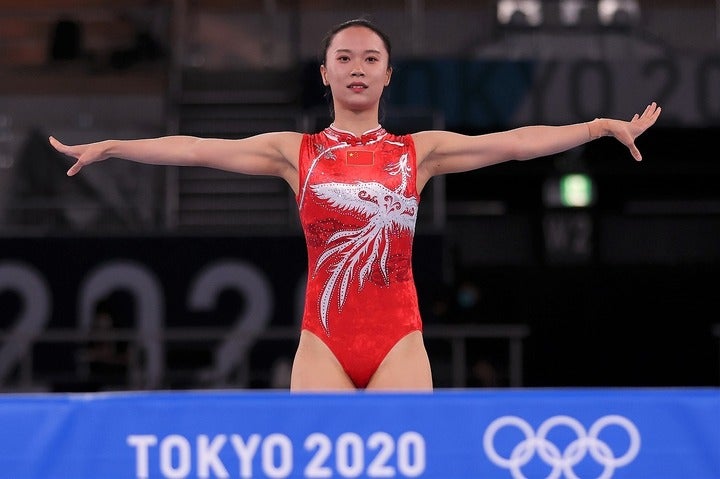剥げてしまった金メダルを公開した朱雪瑩。あまりの反響の巨大さに驚愕した。(C)Getty Images
