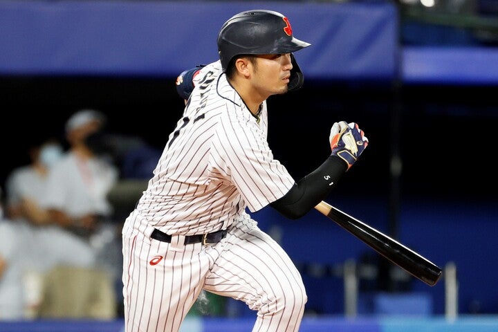 東京五輪では全試合で４番を務めた鈴木誠也。決勝のアメリカ戦で２安打を放った。 (C) Getty Images