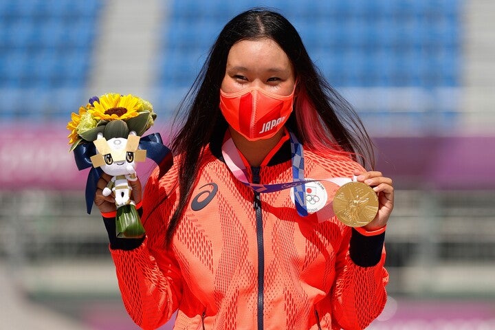 東京五輪スケートボード女子パークで金メダルを獲得した四十住さくら。(C)Getty Images