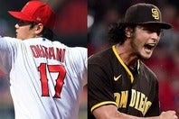 MLBの一線級で活躍する大谷（左）とダルビッシュ（右）。彼らを代表する現実離れした剛速球投手を「ドカベン」は描いていた。(C)Getty Images