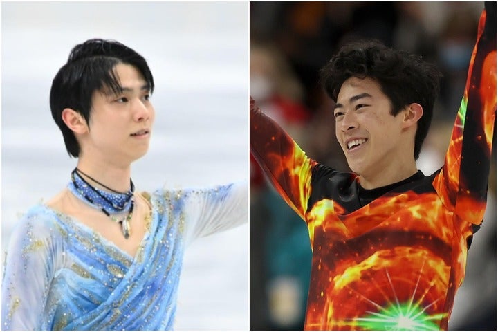 北京五輪を制するのは誰か？羽生結弦（左）でもネイサン・チェン（右）でもないとウルマノフ氏は言う。写真：金子拓弥（THE DIGEST写真部）／Getty Images