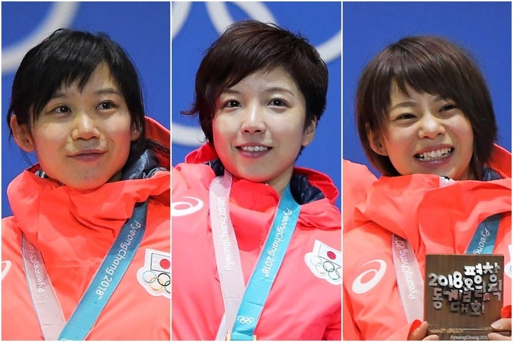 女子スピードスケートを支える３選手。左から高木美帆、小平奈緒、高木菜那。(C)Getty Images